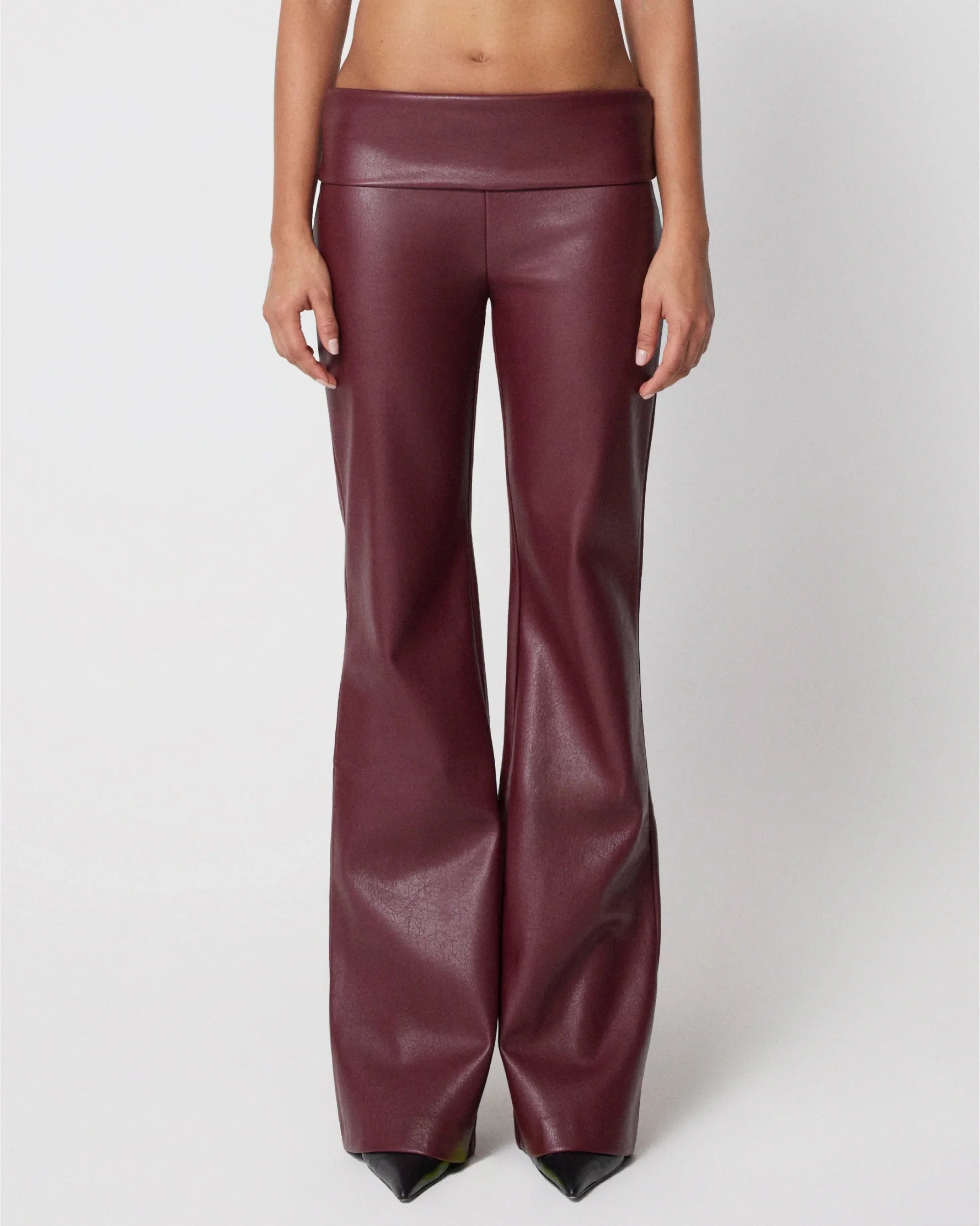 Fold Over Leather Pants